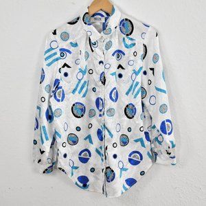 Vintage Maygene 80s Print Button Up Blouse